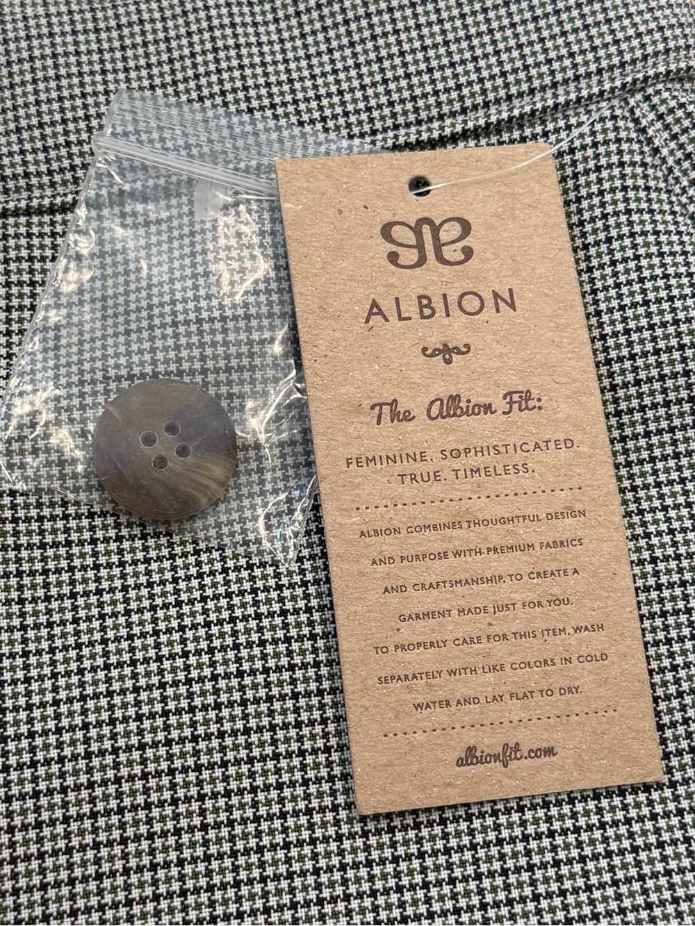 NWT Albion Sz M Tuxedo Pants, Green and Black Houndstooth Micro-Pattern Chinos - Picture 8 of 13